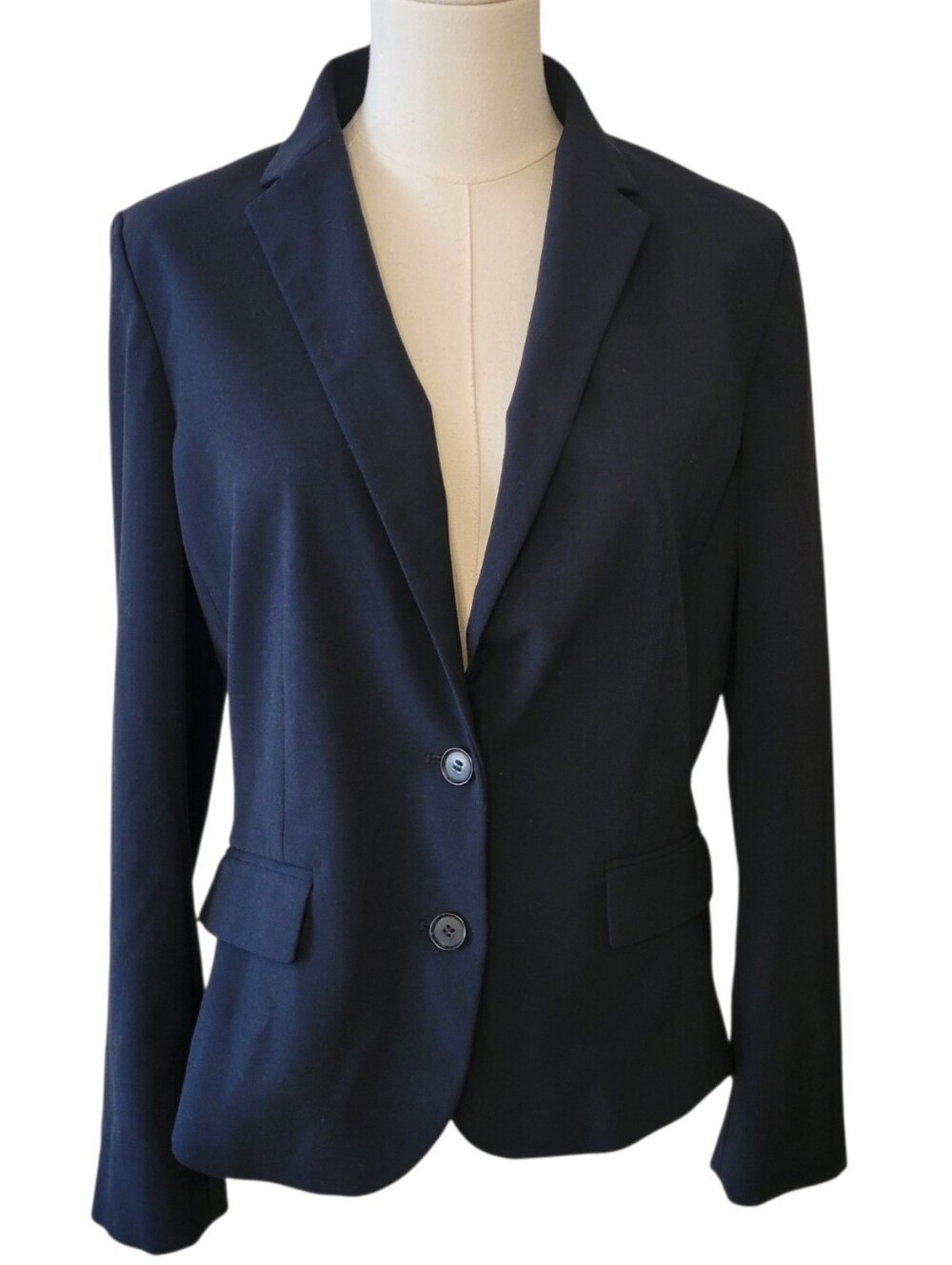 Ann Taylor Dark Blue 2 Button Blazer Jacket Size 12 Petite